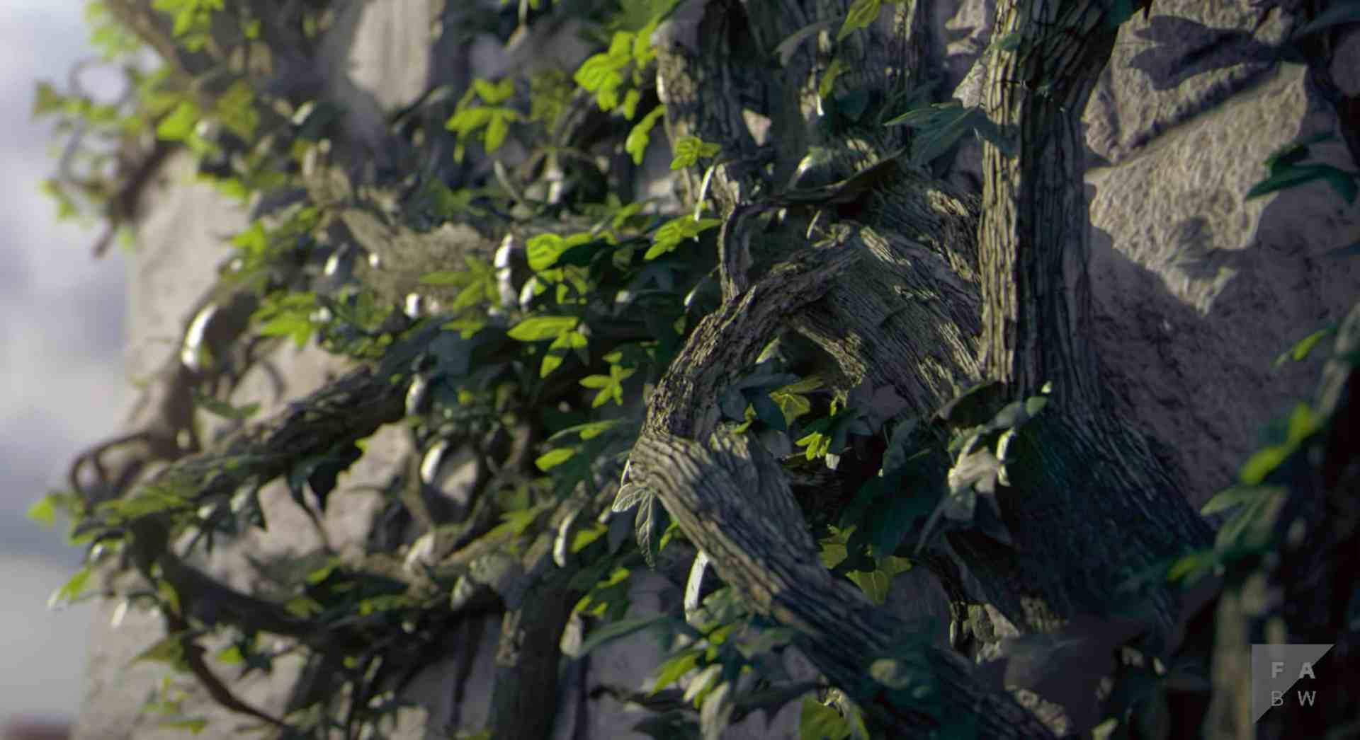 green vines climbing a textured wall digital production Green vines climbing a textured wall