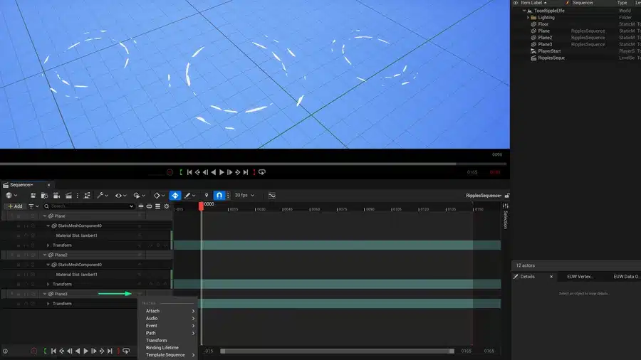 a digital animation software interface displaying a blue grid background with animated white lines forming circular paths the timeline at the bottom shows layers and keyframes for animation adjustments various settings and options are visible on the side panel digital production A digital animation software interface displaying a blue grid background with animated white lines forming circular paths. The timeline at the bottom shows layers and keyframes for animation adjustments. Various settings and options are visible on the side panel.