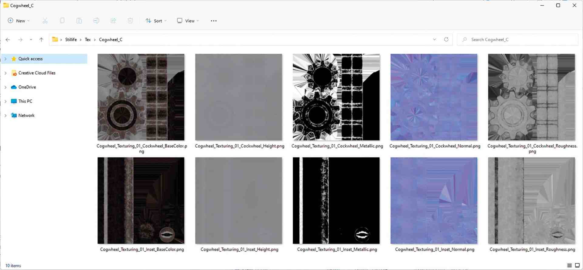 a grid layout of image thumbnails displayed on a computer screen the images vary in color and abstract designs including patterns and textures with some appearing in grayscale no specific content is visible in any thumbnail digital production A grid layout of image thumbnails displayed on a computer screen. The images vary in color and abstract designs, including patterns and textures, with some appearing in grayscale. No specific content is visible in any thumbnail.
