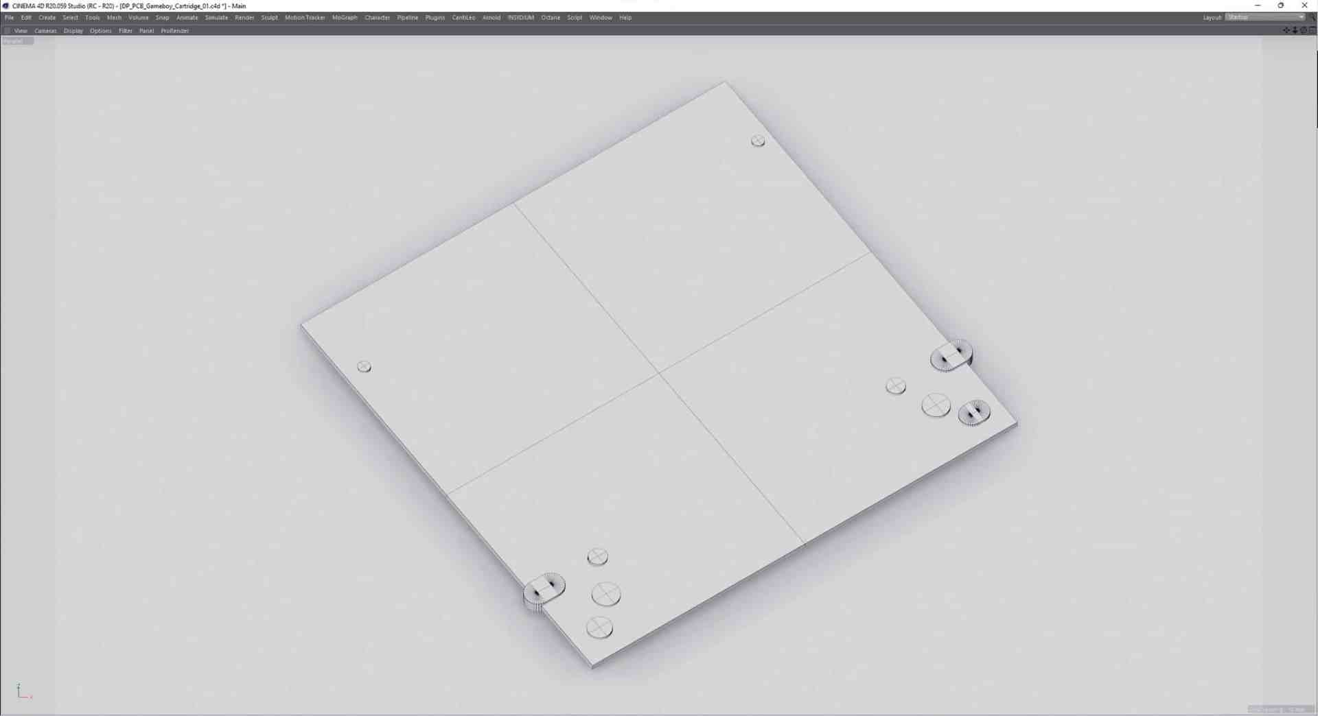 a 3d model showcasing a flat square panel with visible joints and screws at the corners rendered in a light gray color on a neutral background digital production A 3D model showcasing a flat, square panel with visible joints and screws at the corners, rendered in a light gray color on a neutral background.