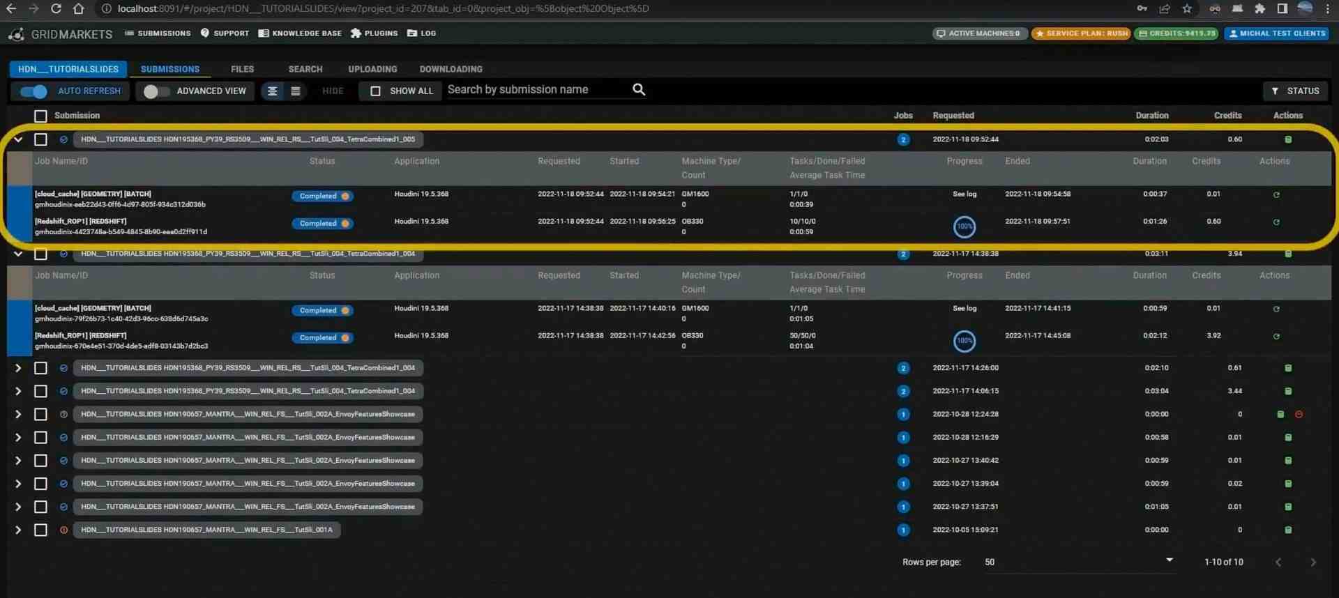 screenshot of a data management interface displaying a list of items in a blackthemed layout two highlighted rows show detailed information such as names dates sizes and buttons for actions other items are visible in a vertical list beneath digital production Screenshot of a data management interface displaying a list of items in a black-themed layout. Two highlighted rows show detailed information such as names, dates, sizes, and buttons for actions. Other items are visible in a vertical list beneath.