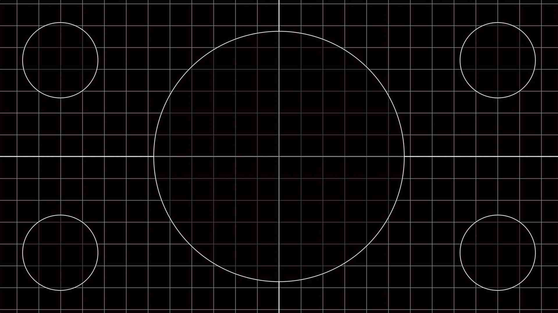 a black background with a central white circle surrounded by four smaller white circles at the corners all set on a grid pattern the design is minimalist and geometric focusing on circular shapes digital production A black background with a central white circle surrounded by four smaller white circles at the corners, all set on a grid pattern. The design is minimalist and geometric, focusing on circular shapes.