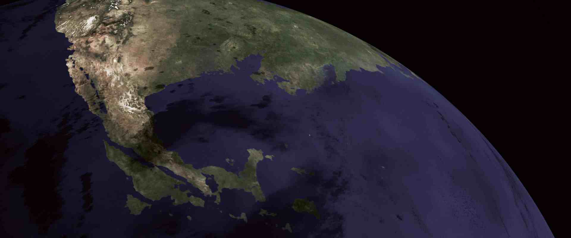 a satellite view of earth showing the western coastline of north america and parts of central america the ocean appears deep blue contrasting with the green and brown landmasses digital production A satellite view of Earth showing the western coastline of North America and parts of Central America. The ocean appears deep blue, contrasting with the green and brown landmasses.