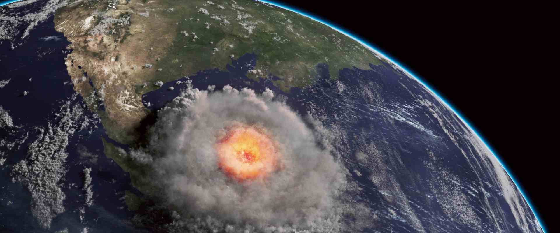a view of earth from space showing a storm system with a bright swirling center over the ocean surrounded by clouds the landmass of south india is visible in the background digital production A view of Earth from space showing a storm system with a bright, swirling center over the ocean, surrounded by clouds. The landmass of South India is visible in the background.