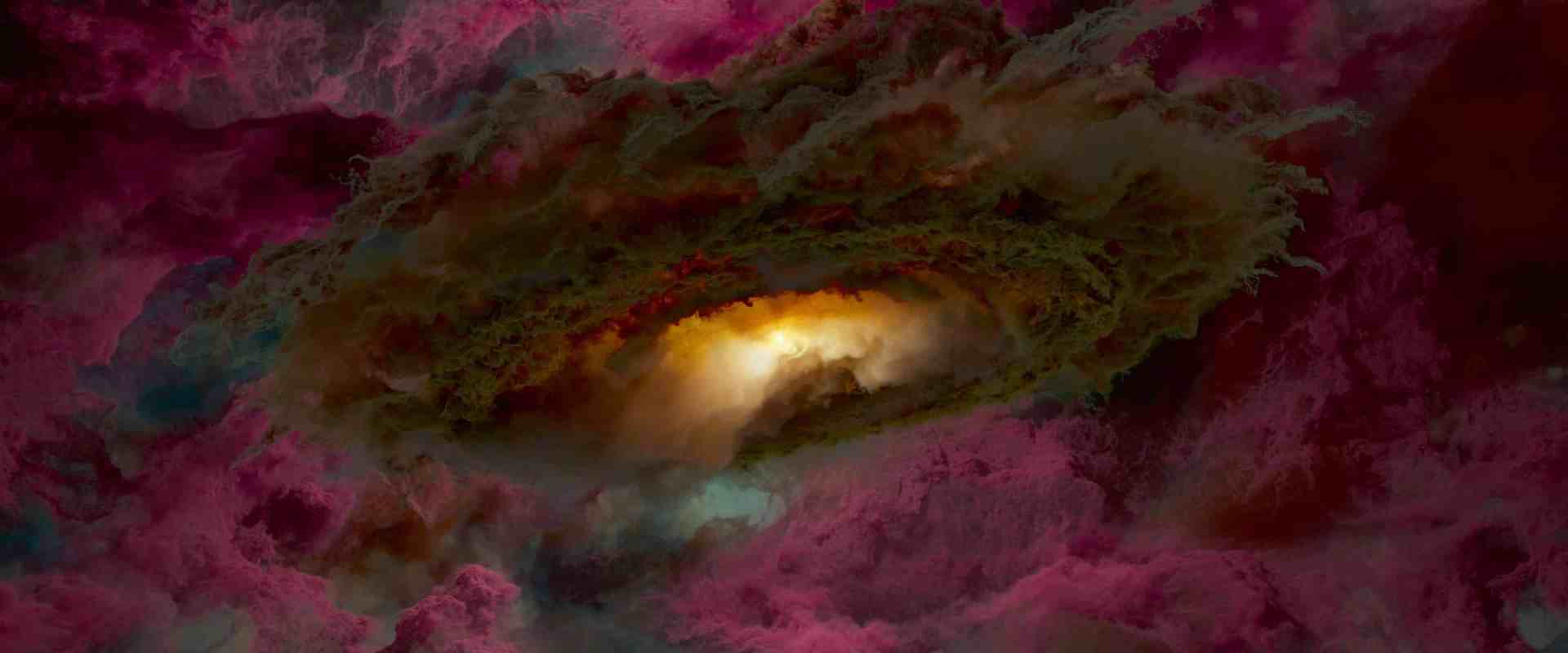 a vibrant cosmic scene featuring swirling clouds in shades of pink purple and orange with a glowing central illumination resembling a galaxy or nebula digital production A vibrant cosmic scene featuring swirling clouds in shades of pink, purple, and orange, with a glowing central illumination resembling a galaxy or nebula.