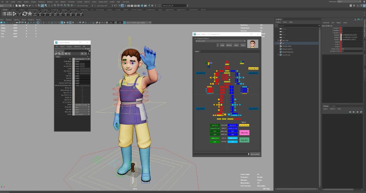 3d character model waving in a software interface digital production 3D character model waving in a software interface