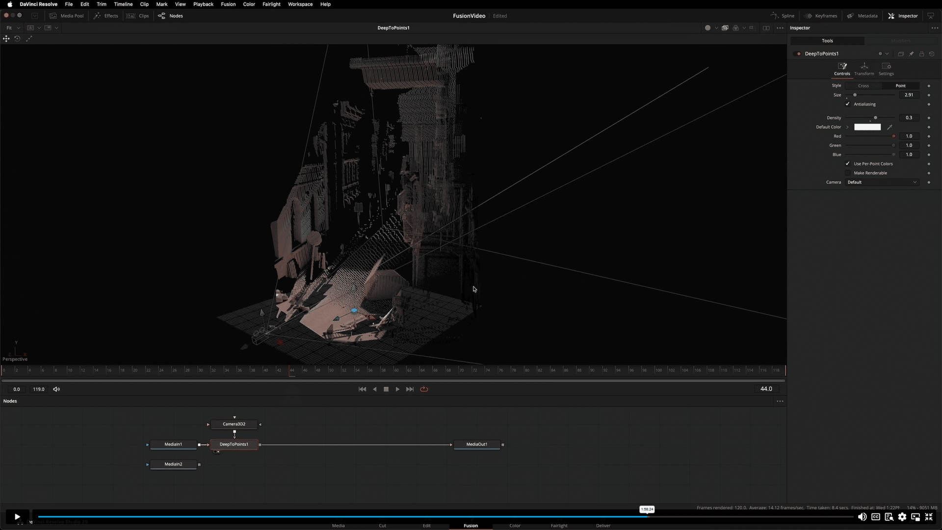 a digital workspace displaying 3d modeling software the interface shows a 3d environment with lighting tools and a scene featuring geometric structures the timeline for animation adjustments is visible at the bottom digital production A digital workspace displaying 3D modeling software. The interface shows a 3D environment with lighting tools and a scene featuring geometric structures. The timeline for animation adjustments is visible at the bottom.
