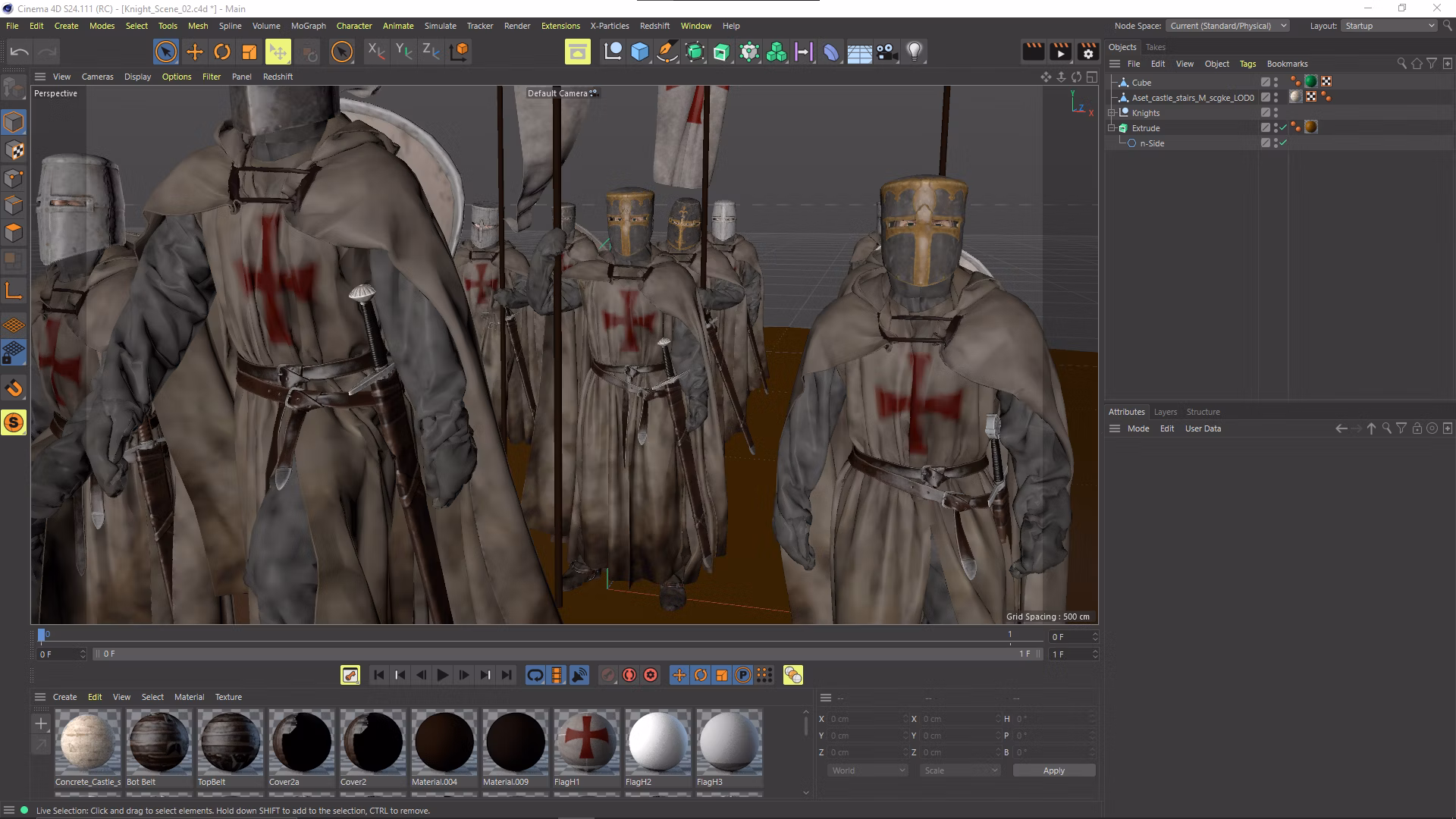 3d model scene featuring several medieval knights in armor with cloaks adorned with red crosses the knights are displayed in a software environment showcasing their detailed textures and features digital production 3D model scene featuring several medieval knights in armor with cloaks adorned with red crosses. The knights are displayed in a software environment, showcasing their detailed textures and features.
