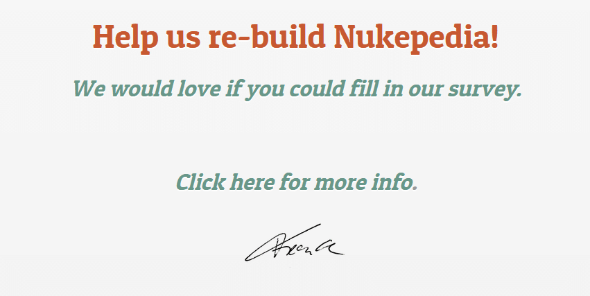 rebuild nukepedia call to action with survey invitation digital production Re-build NukePedia call to action with survey invitation