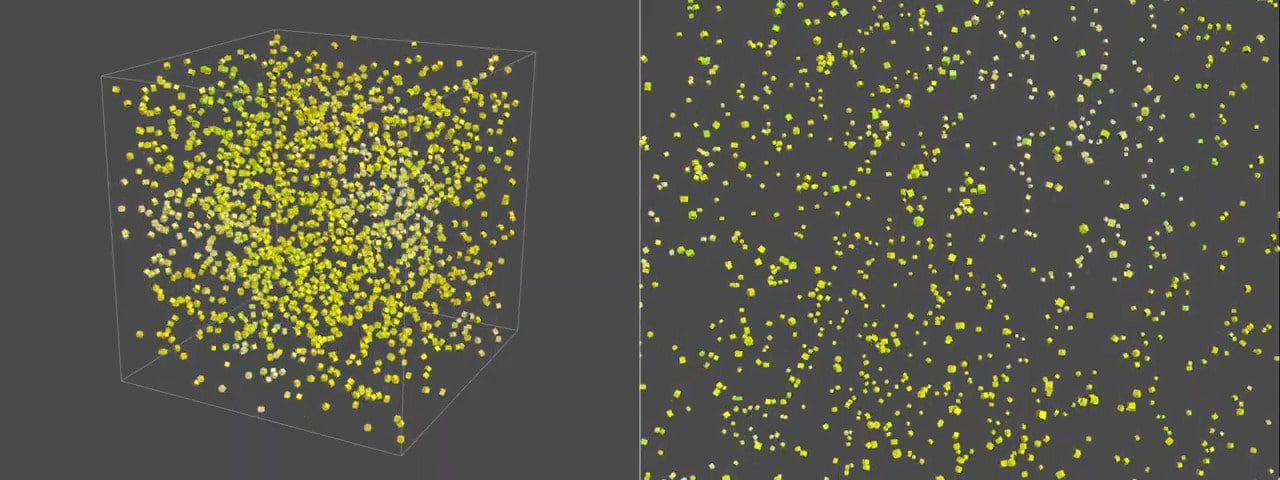 3d visualization of scattered yellow and white dots digital production 3D visualization of scattered yellow and white dots