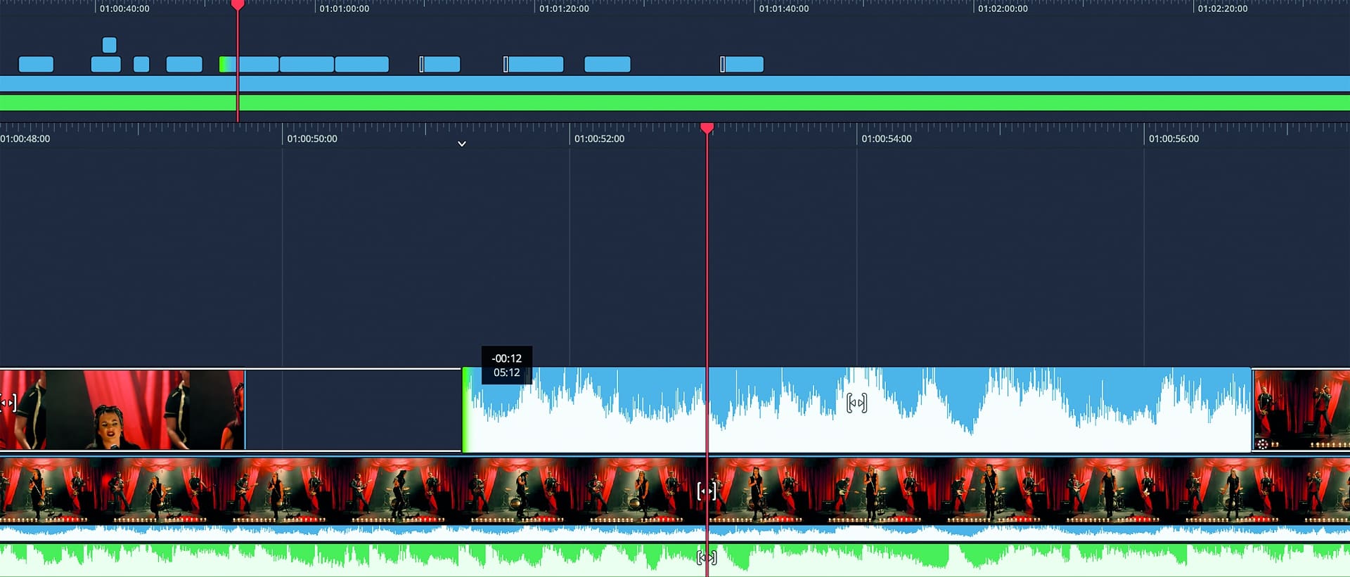 video editing timeline with audio waves and clips digital production Video editing timeline with audio waves and clips