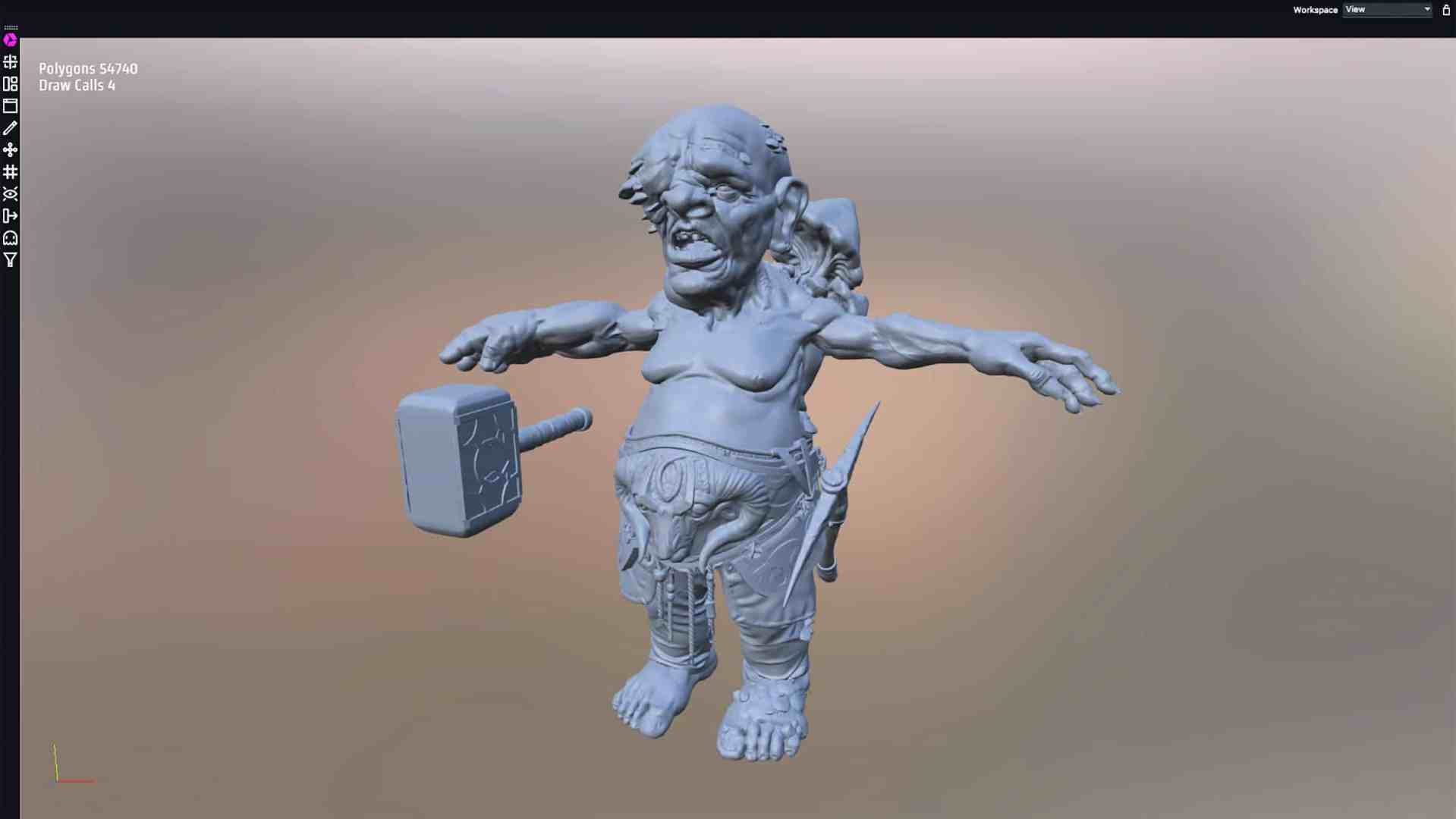 3d model of a cartoonish dwarf holding a hammer digital production 3D model of a cartoonish dwarf holding a hammer