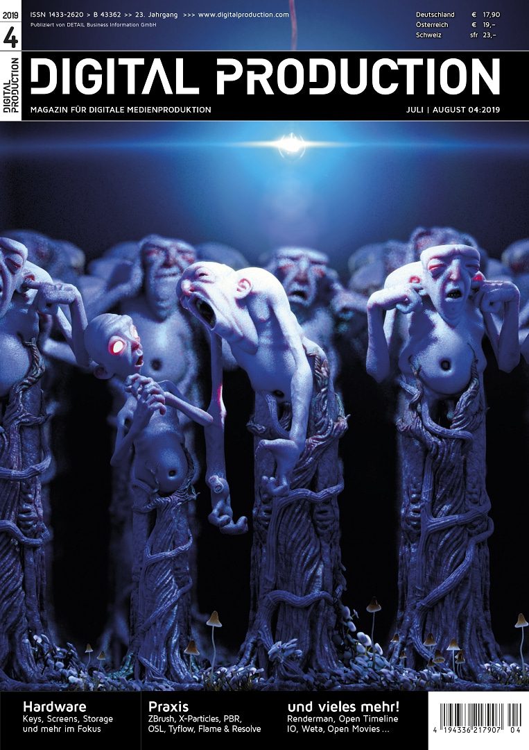 magazine cover featuring stylized humanoid figures in a dark environment digital production Magazine cover featuring stylized humanoid figures in a dark environment