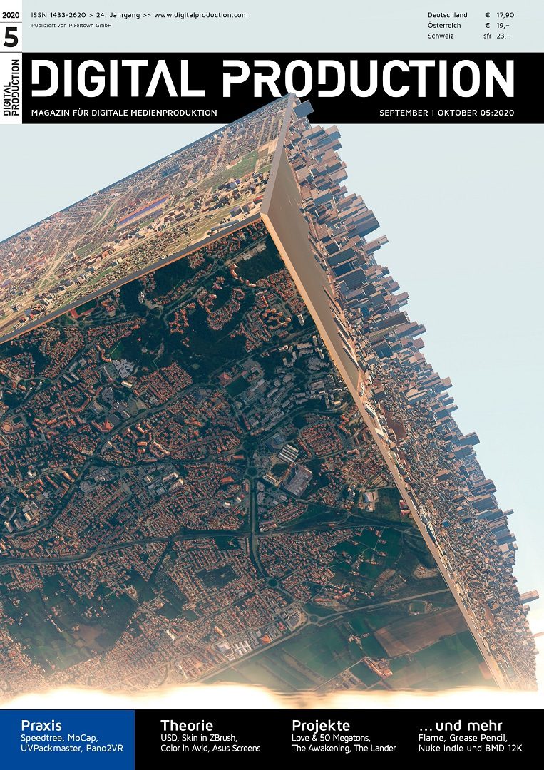 magazine cover with aerial cityscape featuring digital production themes digital production Magazine cover with aerial cityscape featuring digital production themes