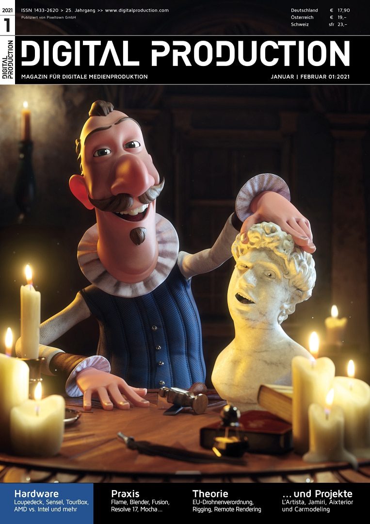 a character sitting at a table with candles looking at a bust in a magazine cover design digital production A character sitting at a table with candles, looking at a bust, in a magazine cover design.