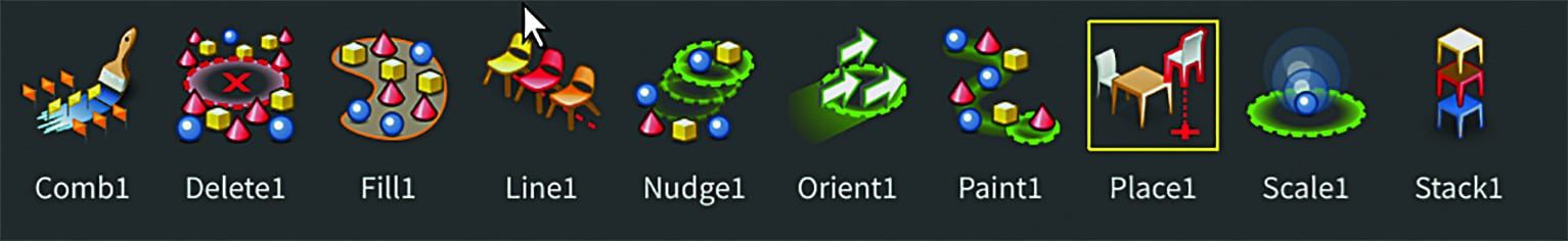 a row of colorful icons representing different actions like combine delete fill and stack displayed on a dark background digital production A row of colorful icons representing different actions like combine, delete, fill, and stack, displayed on a dark background.