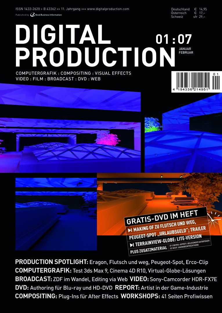 magazine cover titled digital production with colorful abstract graphics and text details digital production Magazine cover titled 'Digital Production' with colorful abstract graphics and text details.