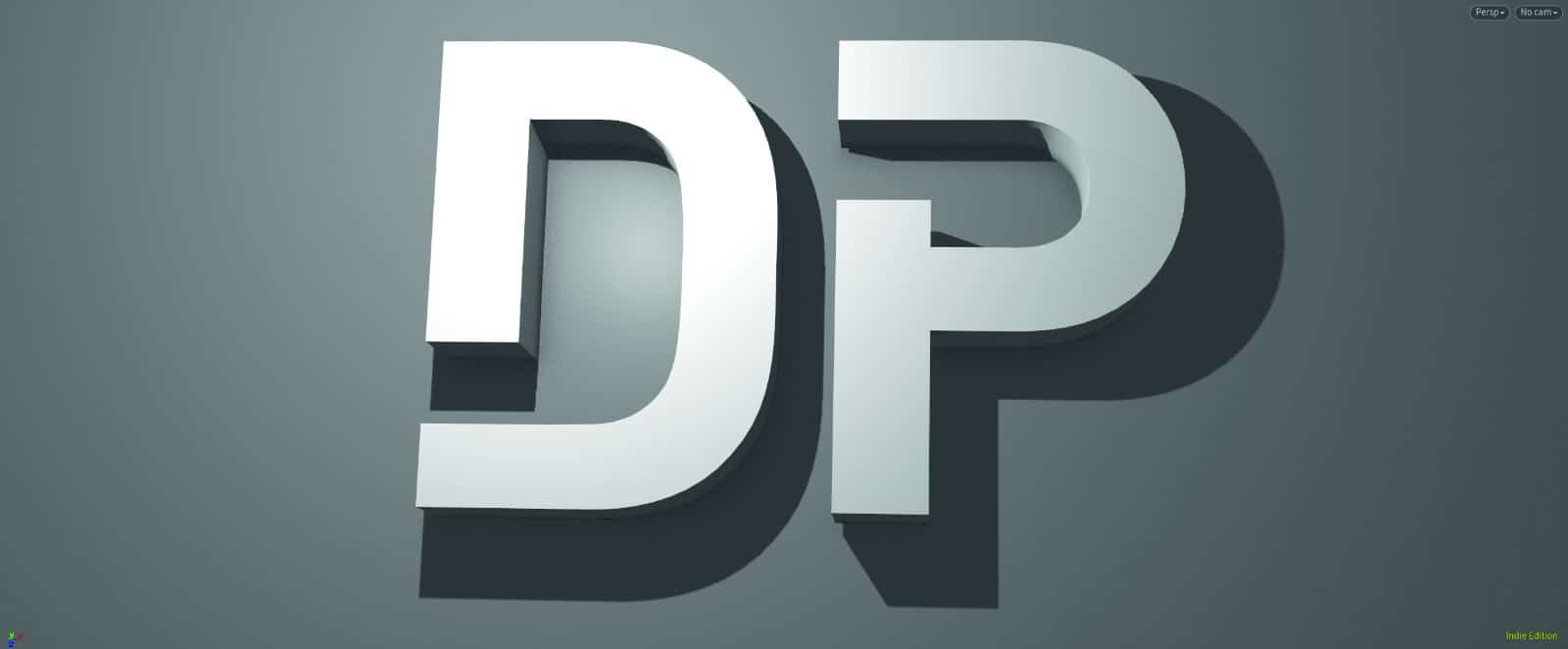 stylized letters d and p in threedimensional form digital production Stylized letters 'D' and 'P' in three-dimensional form