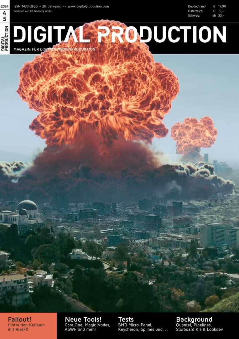 a large explosion over a city skyline digital production A dramatic scene depicting two large explosions in a cityscape, with thick clouds of smoke and fire rising into the sky.