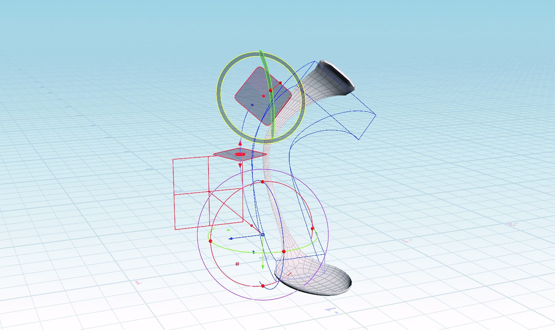 3d geometric shapes and curves on a grid background digital production 3D geometric shapes and curves on a grid background