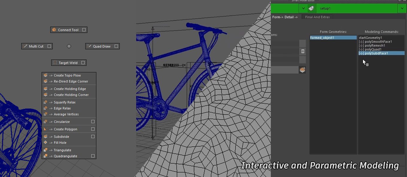 3d bicycle model wireframe with software interface digital production 3D bicycle model wireframe with software interface