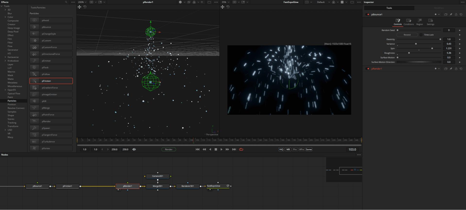 rendering software interface with particle effects and animation timeline digital production Rendering software interface with particle effects and animation timeline.