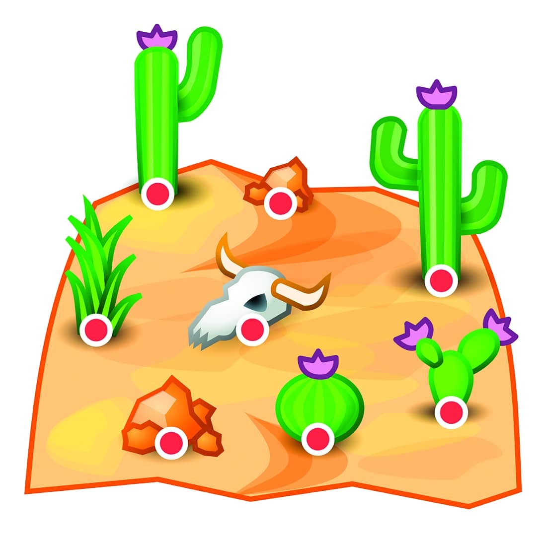desert landscape with cacti and a skull digital production Desert landscape with cacti and a skull