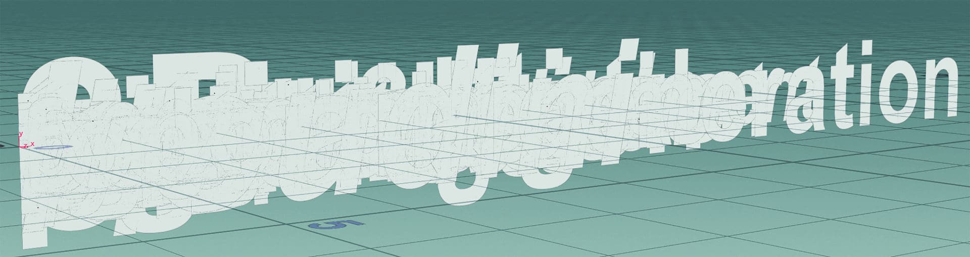 text reading liberation in 3d perspective digital production Text reading 'liberation' in 3D perspective