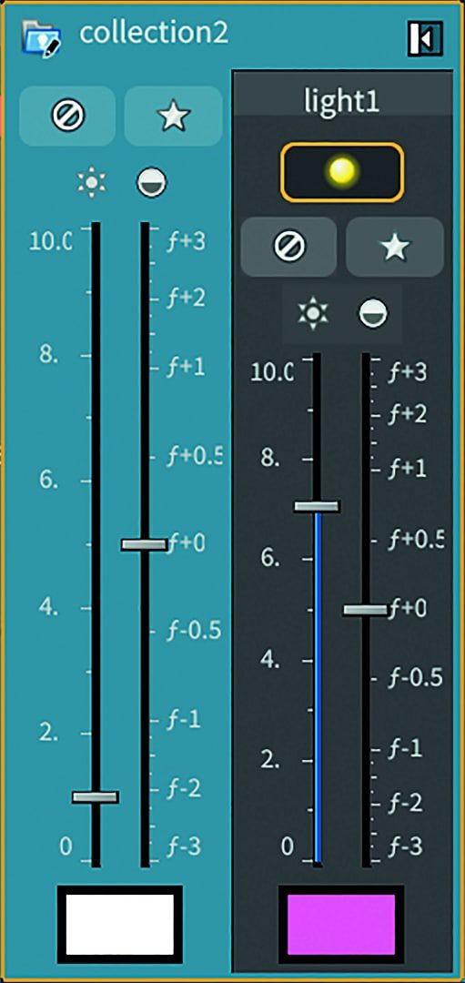 two vertical sliders with labels and settings for adjustments digital production Two vertical sliders with labels and settings for adjustments.