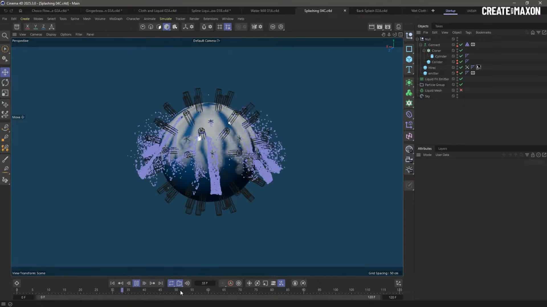 a digital workspace displaying a spherical 3d model surrounded by abstract shapes and colors the interface shows various editing tools and options along the sides set against a blue background digital production A digital workspace displaying a spherical 3D model surrounded by abstract shapes and colors. The interface shows various editing tools and options along the sides, set against a blue background.