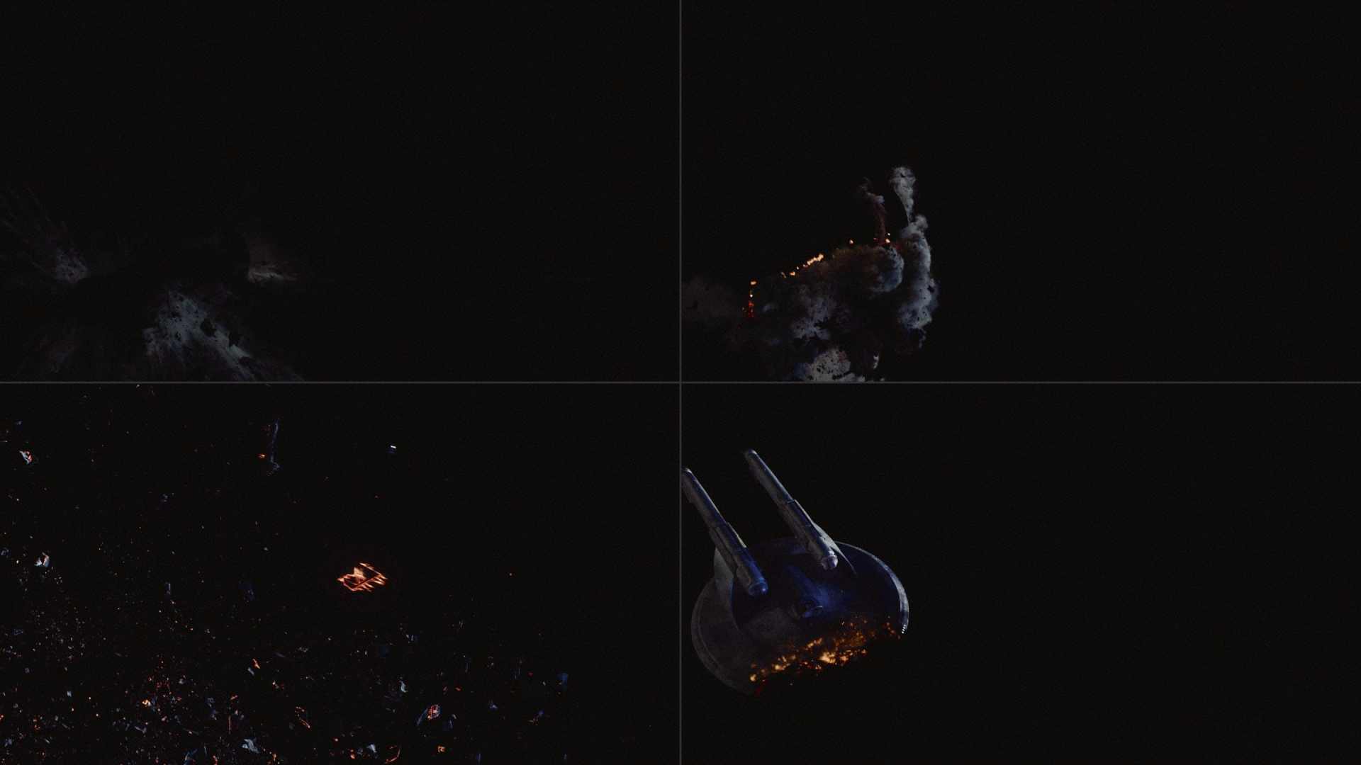 an aerial view of a dark scene featuring a spaceship emitting blue and orange light surrounded by a cluster of stars and distant glows smoke trails are visible in the background hinting at an actionfilled atmosphere digital production An aerial view of a dark scene featuring a spaceship emitting blue and orange light, surrounded by a cluster of stars and distant glows. Smoke trails are visible in the background, hinting at an action-filled atmosphere.