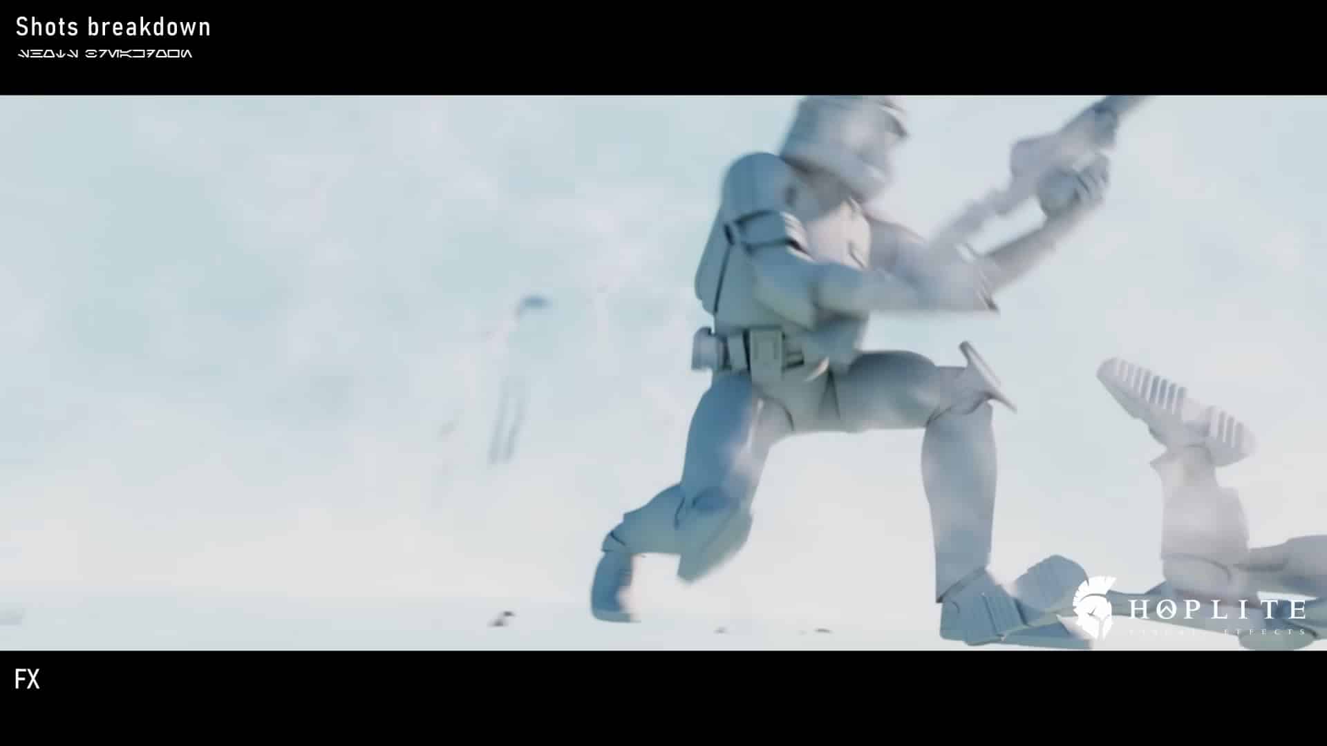 a stylized cgi scene of a soldier wearing armor aiming a weapon the background is a snowy landscape some other figures are faintly visible in the distance text in the upper left reads shots breakdown and a logo appears in the lower right digital production A stylized CGI scene of a soldier wearing armor, aiming a weapon. The background is a snowy landscape. Some other figures are faintly visible in the distance. Text in the upper left reads "Shots breakdown" and a logo appears in the lower right.