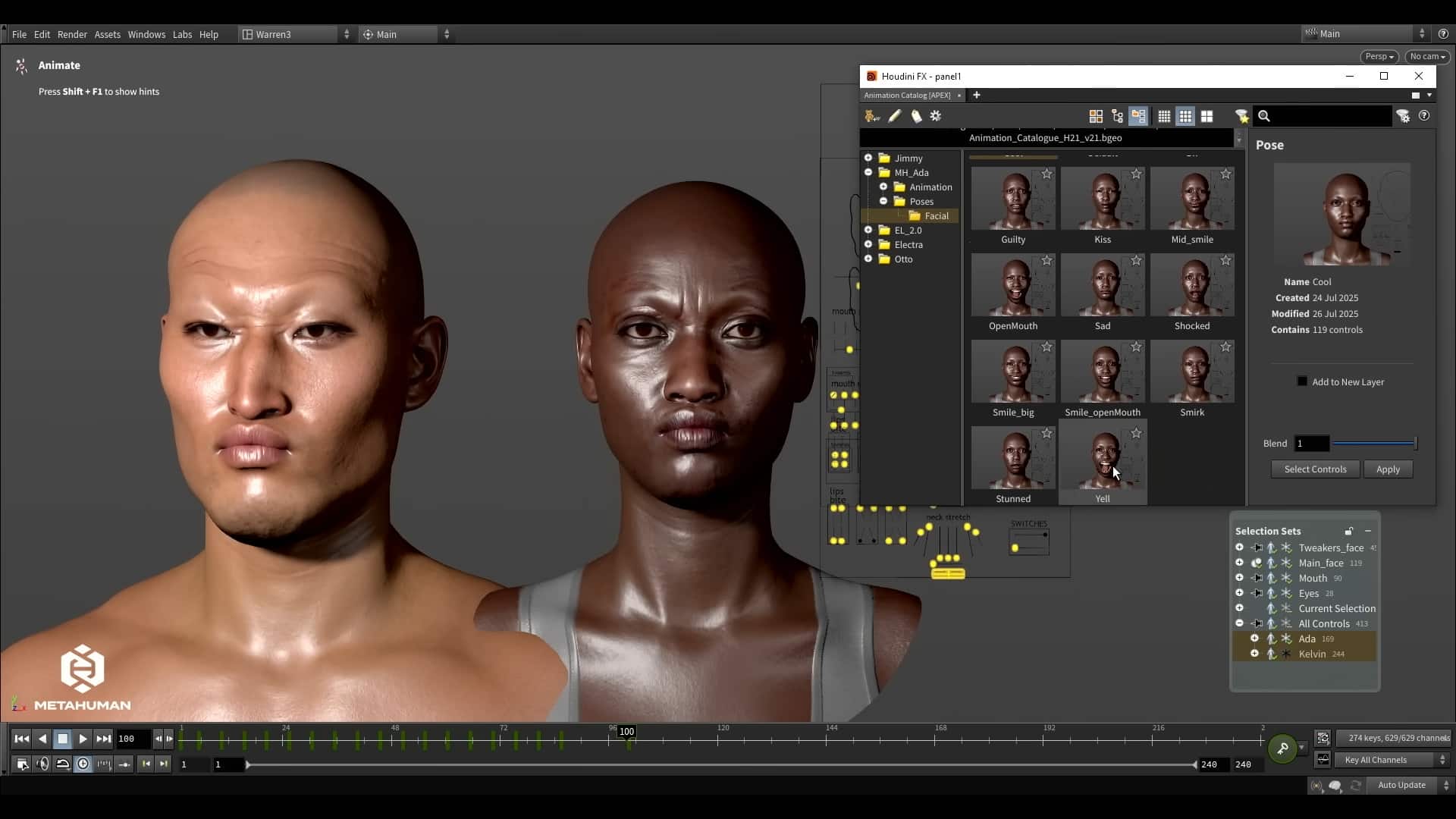 two 3d humanoid character models displayed on a digital interface the male character on the left has a shaved head and neutral expression the female character on the right has short hair and a similar expression a menu of character features is visible on the right side of the screen digital production Two 3D humanoid character models displayed on a digital interface. The male character on the left has a shaved head and neutral expression. The female character on the right has short hair and a similar expression. A menu of character features is visible on the right side of the screen.