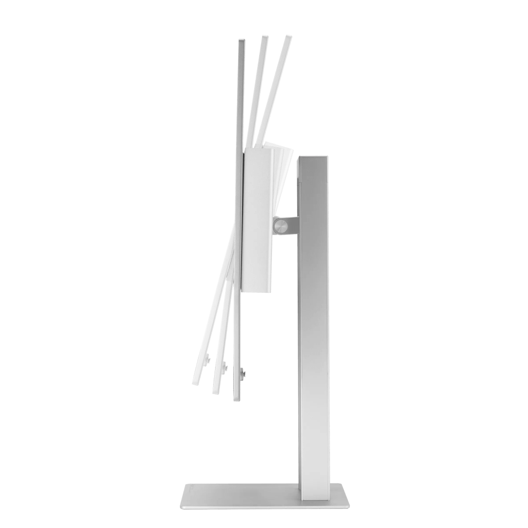 a sleek modern computer monitor viewed from the side featuring a minimalist silver stand and a slim body the monitor is tilted slightly highlighting its elegant design and contemporary aesthetic digital production A sleek, modern computer monitor viewed from the side, featuring a minimalist silver stand and a slim body. The monitor is tilted slightly, highlighting its elegant design and contemporary aesthetic.