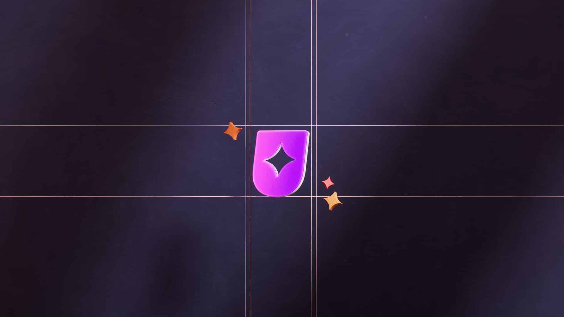 a stylized purple icon resembling a shield with a star at its center set against a dark background with subtle texture small orange sparkles are visible around the icon adding a dynamic touch digital production A stylized purple icon resembling a shield with a star at its center, set against a dark background with subtle texture. Small orange sparkles are visible around the icon, adding a dynamic touch.