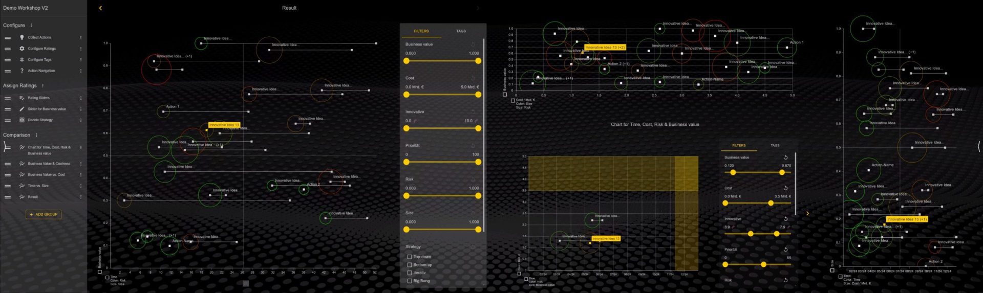 a detailed user interface layout featuring various controls sliders and graphs on a dark background highlights in yellow indicate selected options while multiple lines and nodes form a complex diagram showcasing interconnected data digital production A detailed user interface layout featuring various controls, sliders, and graphs on a dark background. Highlights in yellow indicate selected options, while multiple lines and nodes form a complex diagram, showcasing interconnected data.