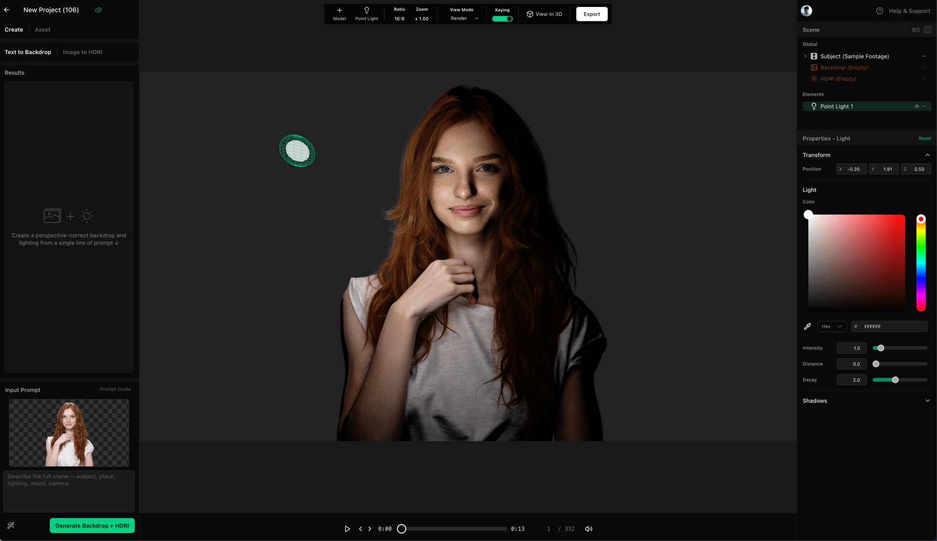 a young woman with long wavy reddishbrown hair smiles gently resting her hand on her chin she is illuminated against a dark background creating a dramatic contrast that highlights her features and expression digital production A young woman with long, wavy reddish-brown hair smiles gently, resting her hand on her chin. She is illuminated against a dark background, creating a dramatic contrast that highlights her features and expression.