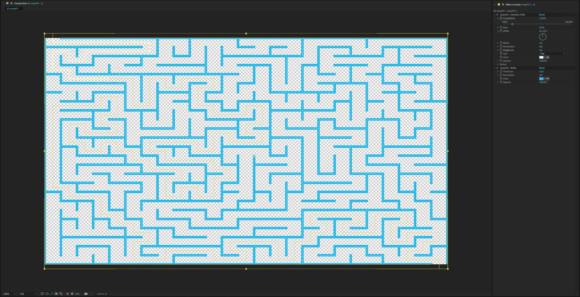 a digital maze design featuring a complex pattern of blue lines on a white background displayed in an editing software interface the maze layout consists of interconnected pathways and dead ends digital production A digital maze design featuring a complex pattern of blue lines on a white background, displayed in an editing software interface. The maze layout consists of interconnected pathways and dead ends.