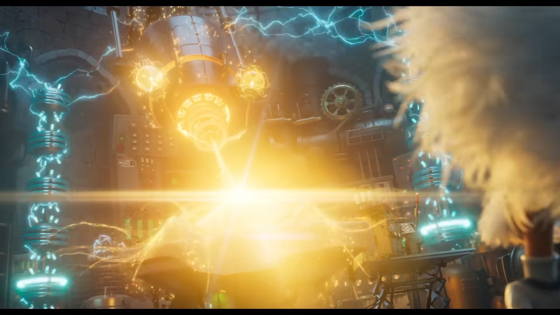 a dramatic scene featuring a powerful machine emitting bright energy surrounded by swirling blue electricity industrial equipment and tools are visible in the background highlighting a steampunk aesthetic digital production A dramatic scene featuring a powerful machine emitting bright energy, surrounded by swirling blue electricity. Industrial equipment and tools are visible in the background, highlighting a steampunk aesthetic.