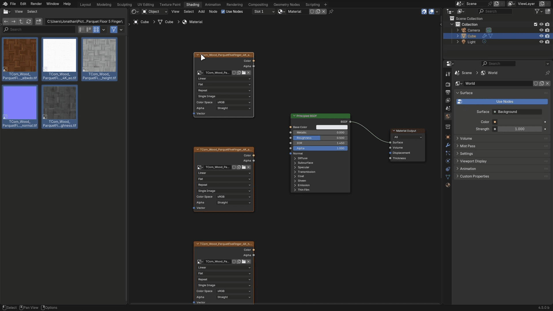 a screenshot from blender showing a node editor workspace several texture nodes are arranged including diffuse and material properties with connections indicating data flow the background is dark highlighting the node structures and their settings digital production A screenshot from Blender showing a node editor workspace. Several texture nodes are arranged, including diffuse and material properties, with connections indicating data flow. The background is dark, highlighting the node structures and their settings.