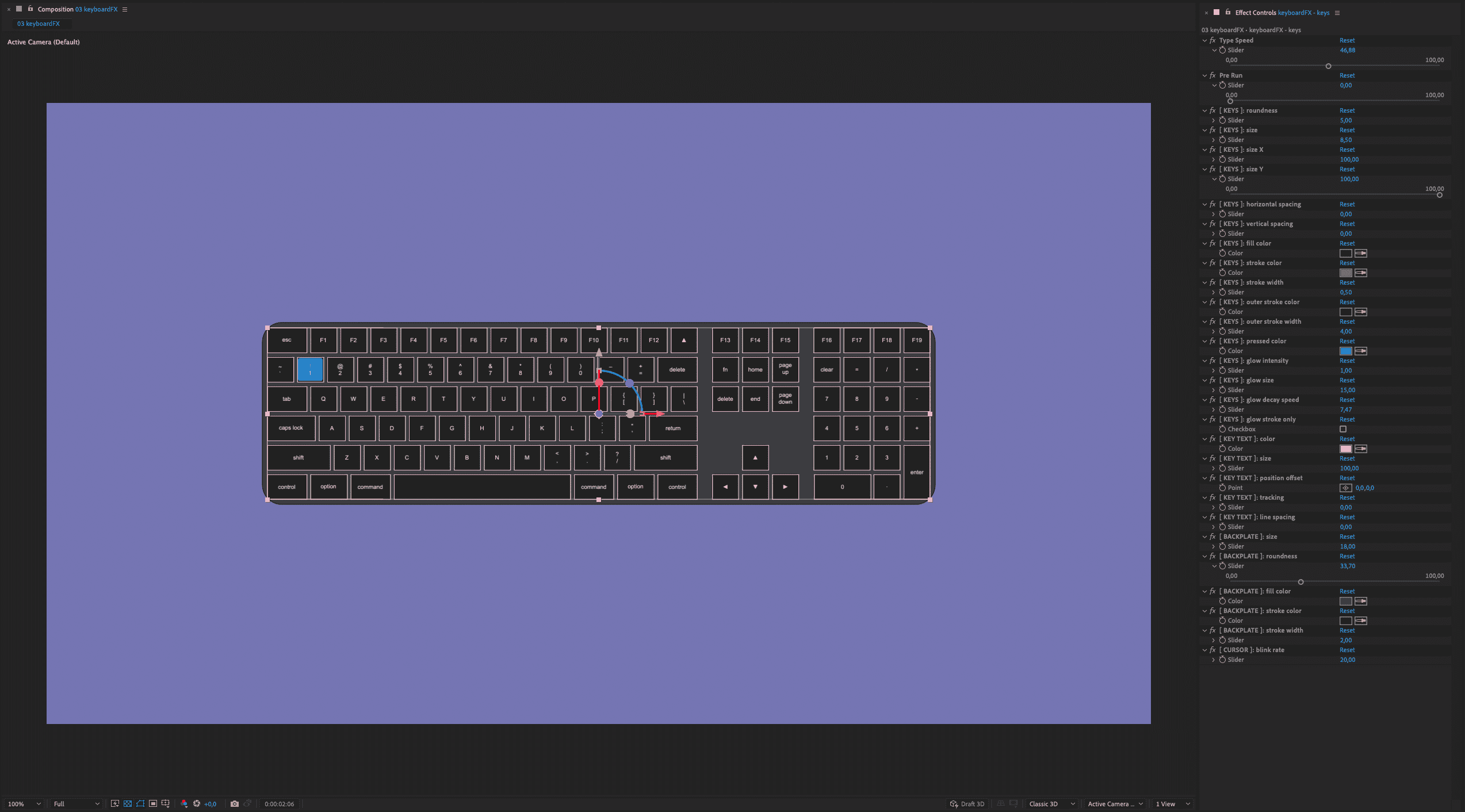 a top view of a sleek black keyboard with a purple background showcasing various keys clearly the keyboard includes a numeric keypad and illuminated symbols on some keys for visibility digital production A top view of a sleek black keyboard with a purple background, showcasing various keys clearly. The keyboard includes a numeric keypad and illuminated symbols on some keys for visibility.