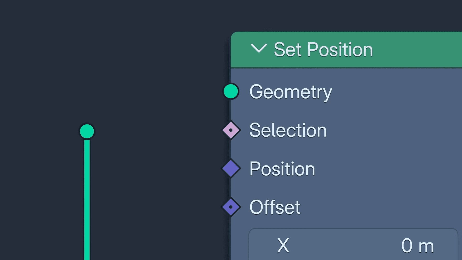 a user interface displaying a panel titled set position with options for geometry selection position and offset each option is represented by different colored symbols in a minimalistic design digital production A user interface displaying a panel titled "Set Position" with options for Geometry, Selection, Position, and Offset. Each option is represented by different colored symbols in a minimalistic design.