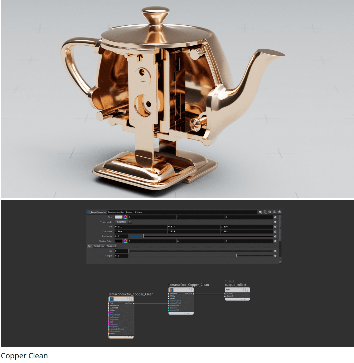 a highly detailed 3d model of a copper teapot with a polished finish shown from the right side below a user interface displays settings for the model labeled copper clean and sliders for adjusting properties digital production A highly detailed 3D model of a copper teapot with a polished finish, shown from the right side. Below, a user interface displays settings for the model, labeled 'Copper Clean,' and sliders for adjusting properties.