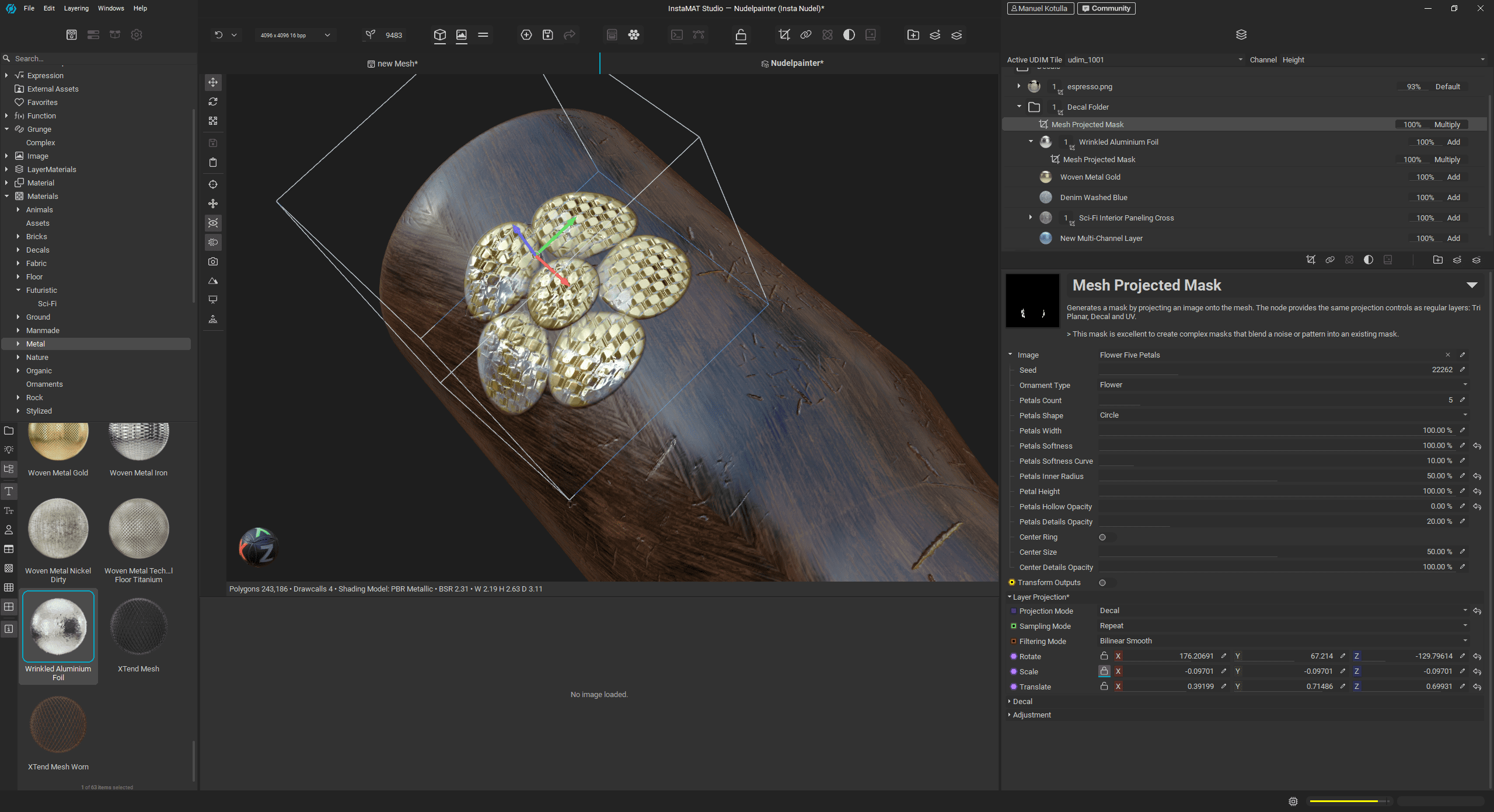 a closeup view of a detailed 3d model showcasing a flower with shiny gemlike petals placed on a wooden surface the interface of a digital sculpting software is visible in the background displaying various editing tools and options digital production A close-up view of a detailed 3D model showcasing a flower with shiny, gem-like petals, placed on a wooden surface. The interface of a digital sculpting software is visible in the background, displaying various editing tools and options.