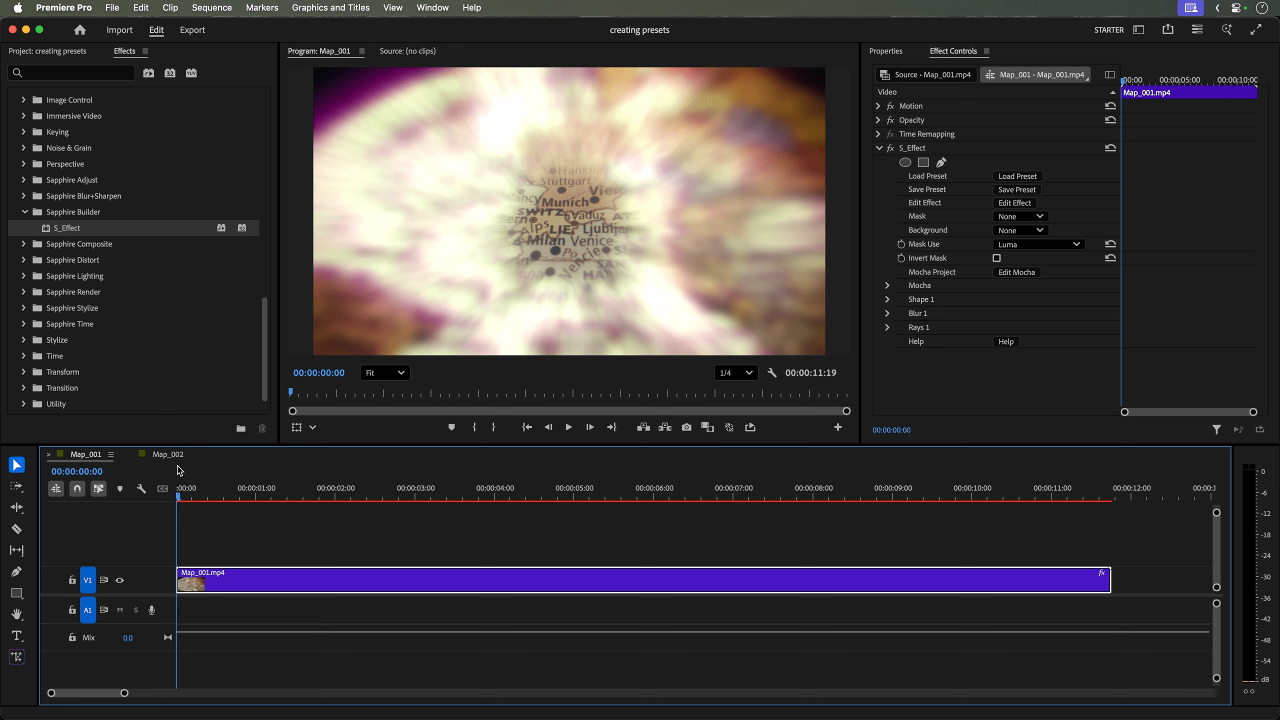 a video editing software interface displaying a blurred background with text in the center the timeline shows a purple video clip and various editing tools are visible on the left and right panels digital production A video editing software interface displaying a blurred background with text in the center. The timeline shows a purple video clip and various editing tools are visible on the left and right panels.
