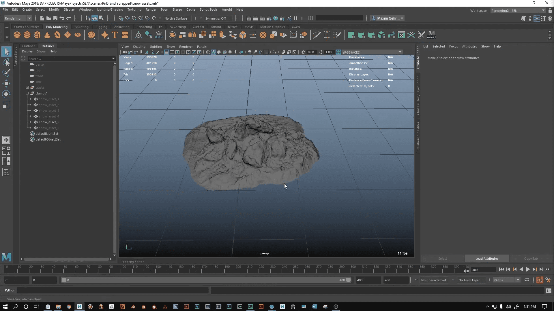 a 3d modeling software interface displaying a gray sculptured rocklike object on a grid background the left panel shows a project structure with various elements and the top bar contains menu options for modeling digital production A 3D modeling software interface displaying a gray, sculptured rock-like object on a grid background. The left panel shows a project structure with various elements, and the top bar contains menu options for modeling.