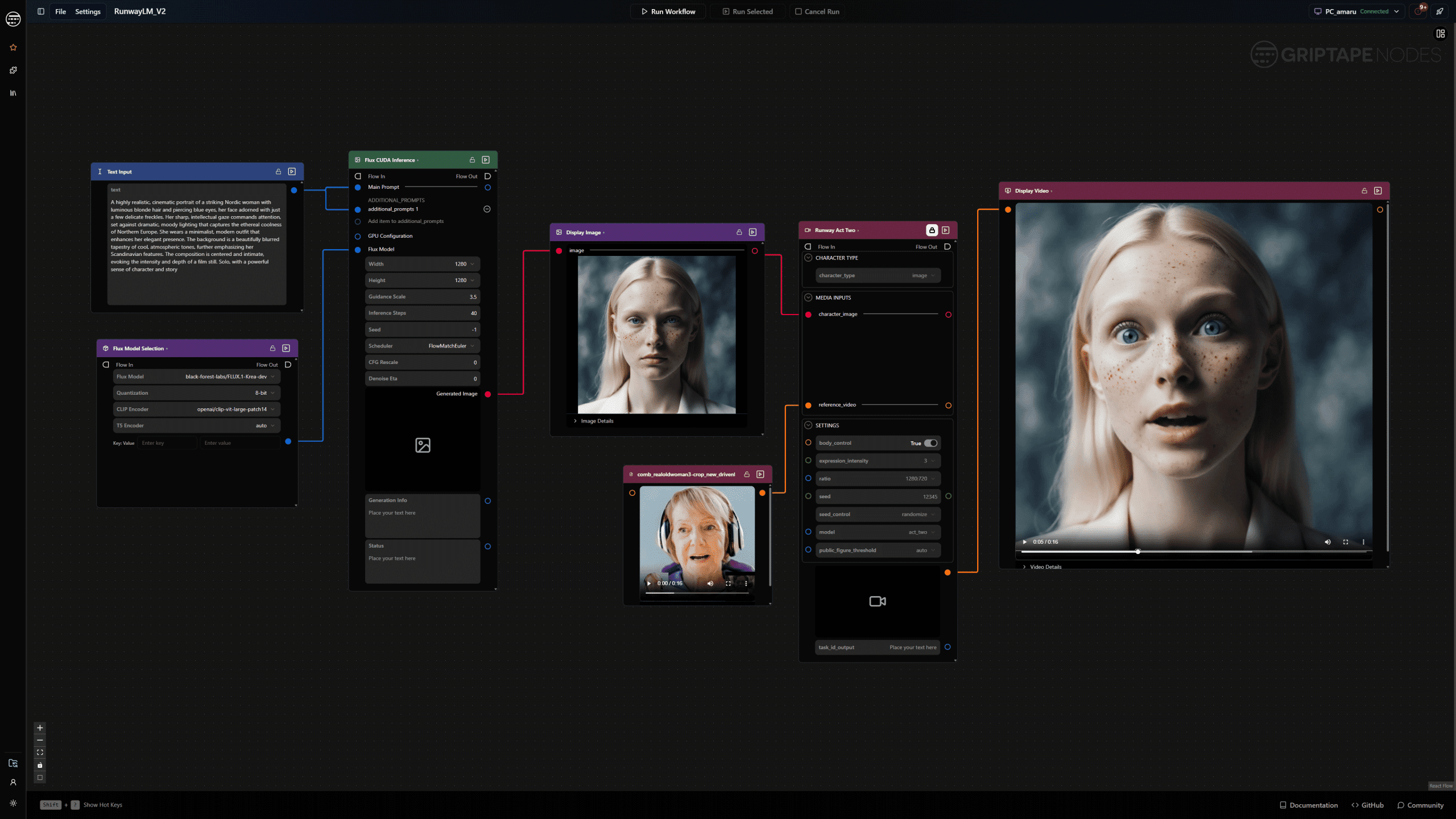 a digital interface displaying a video editing software various panels show settings video playback and controls in the main view a woman with blonde hair and facial features is captured expressing a contemplative look digital production A digital interface displaying a video editing software. Various panels show settings, video playback, and controls. In the main view, a woman with blonde hair and facial features is captured, expressing a contemplative look.