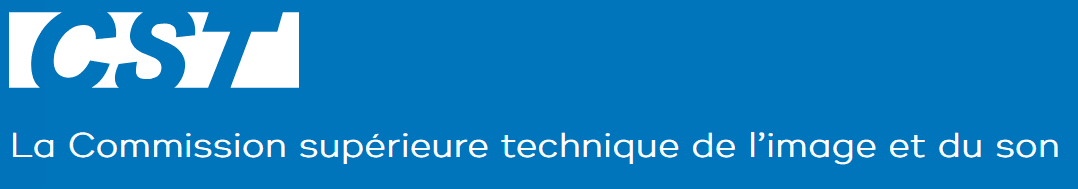 logo of cst commission supérieure technique de limage et du son featuring a bold modern design in white against a blue background with the full name in white below the logo digital production Logo of CST (Commission supérieure technique de l'image et du son) featuring a bold, modern design in white against a blue background, with the full name in white below the logo.