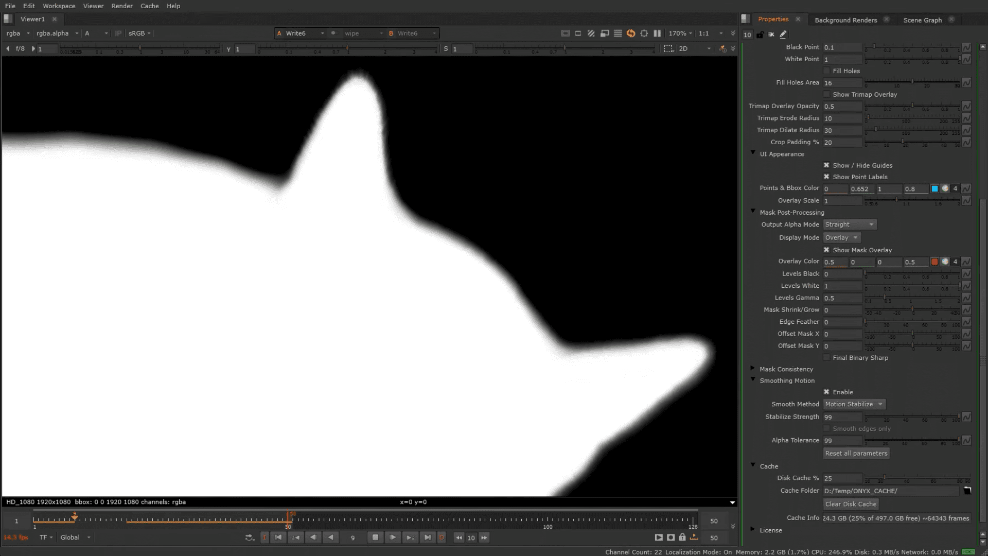 a partially obscured image of a cats silhouette in white against a black background appearing fuzzy and blurred the image is displayed within a digital editing software interface showcasing various editing tools and options on the right side digital production A partially obscured image of a cat's silhouette in white against a black background, appearing fuzzy and blurred. The image is displayed within a digital editing software interface, showcasing various editing tools and options on the right side.