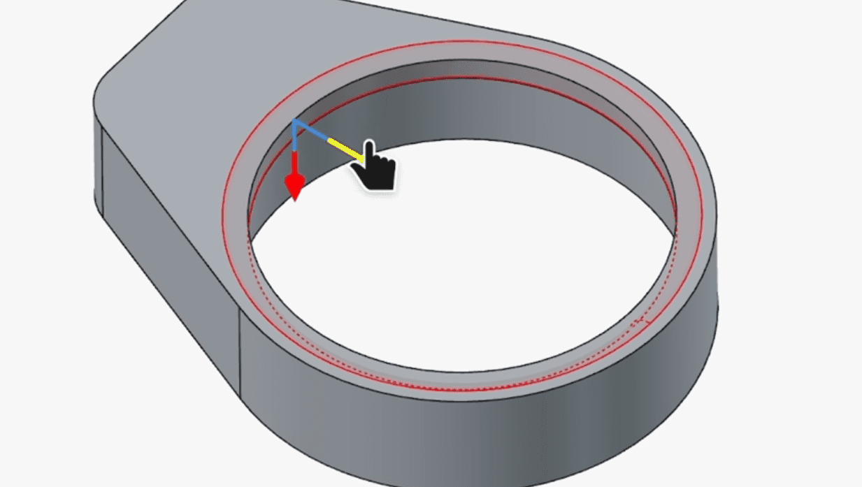 a closeup view of a gray circular component with a ring shape featuring arrows indicating direction and movement designed in a technical drawing style digital production A close-up view of a gray circular component with a ring shape, featuring arrows indicating direction and movement, designed in a technical drawing style.